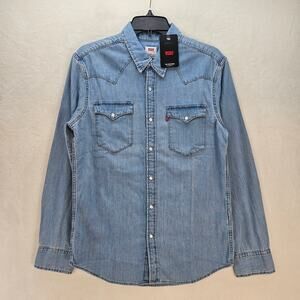 LEVI'S MEN'S SMALL CLASSIC STANDARD FIT WESTERN SHIRT FRANKLIN STONEWASH LIGHT